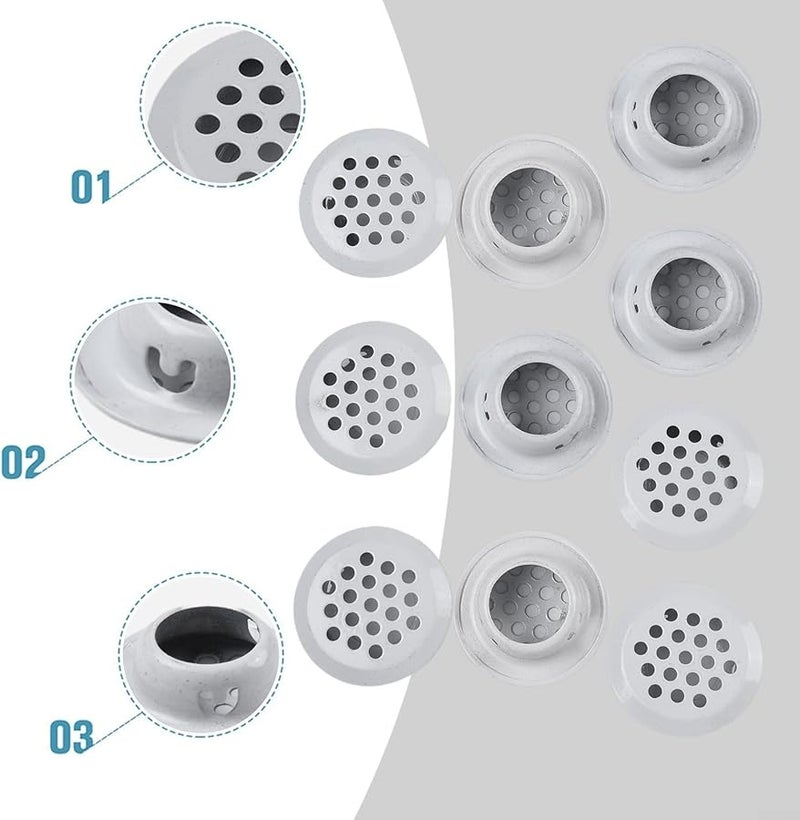 10Pcs White Stainless Steel Air Vent Grille Cover Bevel 53mm For Cabinet Wardrobe - Image 4