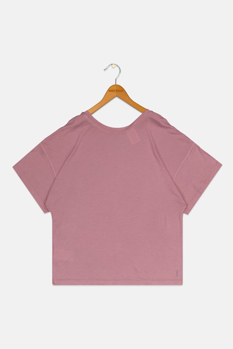 Adidas Kids Girl Sportswear Fit Short Sleeves Yoga Top, Mauve - Image 2