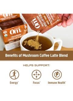 Om Mushroom Superfood Coffee Latte Blend Mushroom Powder, Single Serve, 10 Count, Lion's Mane, Cordyceps, Reishi, Chaga, Energy & Mental Clarity Support Supplement  - Image 3