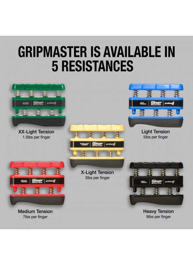 Prohands - PROHANDS Gripmaster Hand Exerciser, Finger Exerciser (Hand Grip Strengthener), Spring-Loaded, Finger-Piston System, Isolate and Exercise Each Finger, (9 lb Heavy Tension, Black-Gripmaster) - Image 1