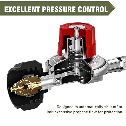 BESTFIRE Propane Regulator,4 Feet High Pressure 0-20 PSI Gas Burner Adjustable Hose,Suitable for propane tanks - Image 3