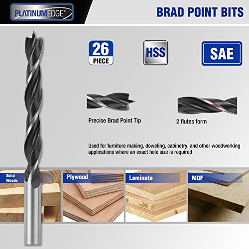 PLATINUMEDGE 140PC Multipurpose Drill Bits Set, 88PC Titanium Twist Drill Bits 26 Pc Masonry Drill Bits for Brick, Concrete 26 Pc Brad Point Drill Bits, for Wood, Metal, Masonry with Hard Storage Case - Image 5