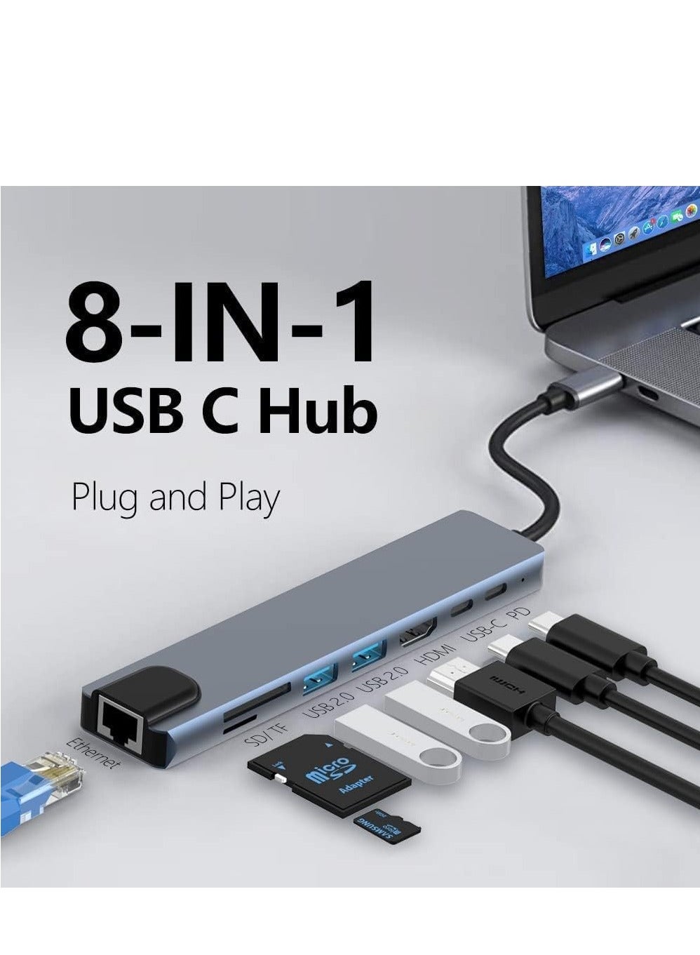 Salab Salab Usb C Hub 8 In 1 Type C Hub Multiport Adapter typec Z4AEDEE682494DB38640AZ