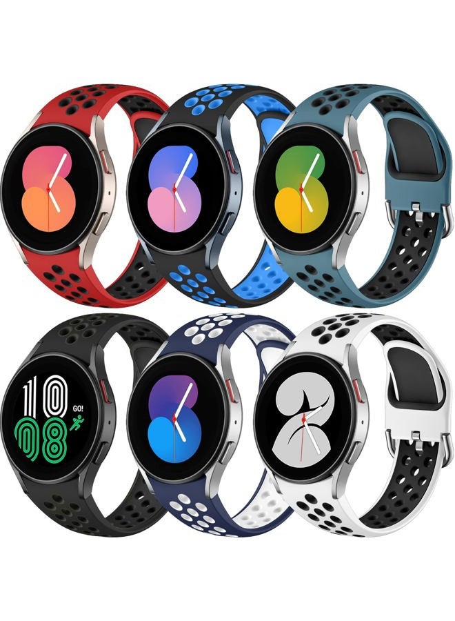 DAQIN 6 PACK No Gap Bands Only Compatible with Samsung Galaxy Watch 7/6/5/4 Band 40mm 44m/Watch 6 Classic 43mm 47mm/Galaxy Watch 5 Pro 45mm/4 Classic 42mm 46mm, 20mm Soft Silicone Sport Bands for Women Men - Image 1