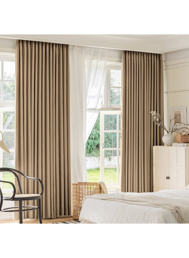 Mingju Blackout Curtain Ready-made Curtain Fabric Polyester Taft Almond Milk Coffee Hook Type 2.0*2.2 Single Piece - Image 4