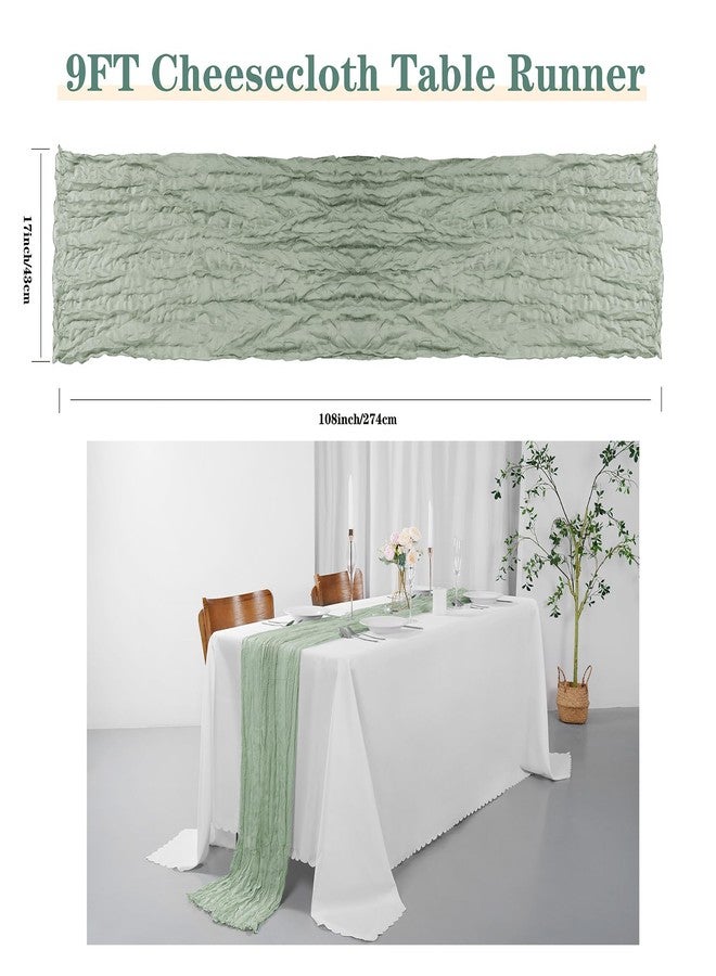 Peomeise Grey Green Cheesecloth Table Runner 10 Pack，17x108 Inches Boho Gauze Fabric Table Runner for Baby Shower Decoration Wedding Party - Image 3