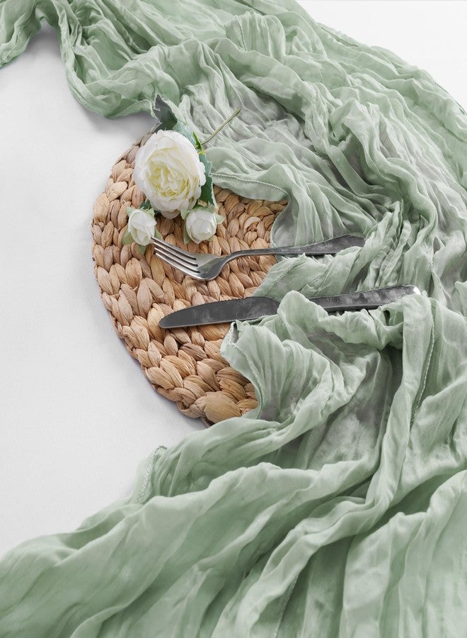 Peomeise Grey Green Cheesecloth Table Runner 10 Pack，17x108 Inches Boho Gauze Fabric Table Runner for Baby Shower Decoration Wedding Party - Image 4