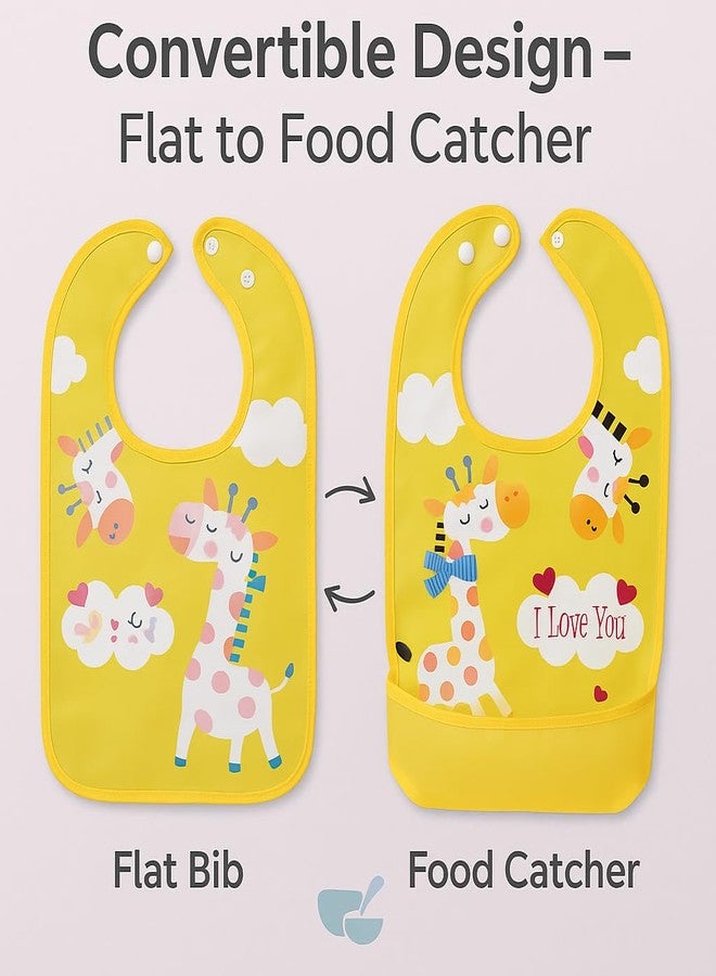 KIDDOLANE Convertible Baby Bib with Food Catcher (Pack of 3) – Waterproof Apron for Baby Feeding | Bib for Babies 6–24 Months | Easy to Clean Feeding Bib for Newborns, Infants & Toddlers - Image 3