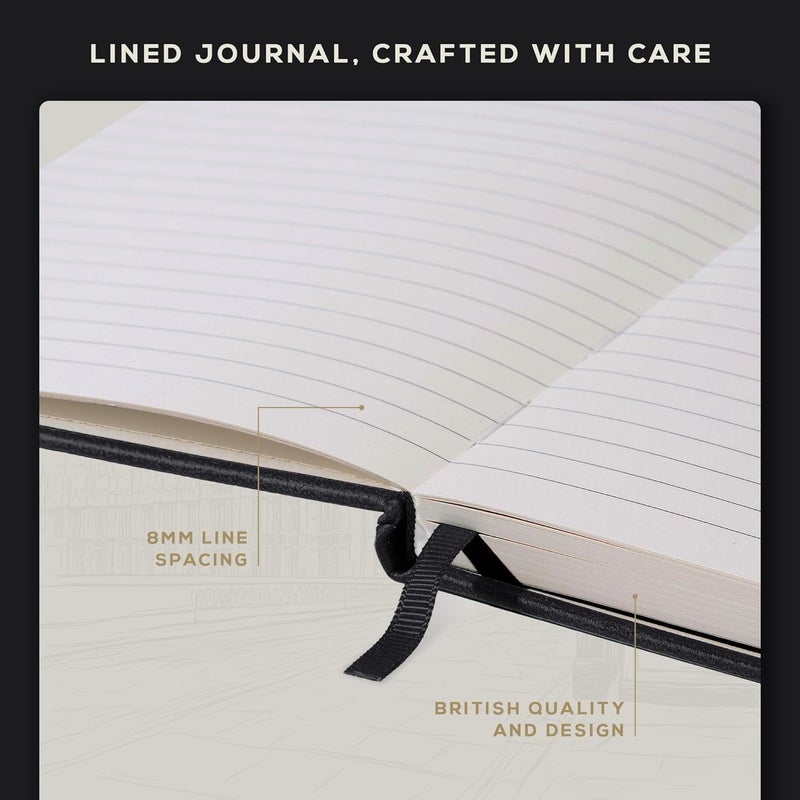 Beechmore Books Lined Journal Notebook, 5.8 x 8.3 inch, A5 160 Lined Pages, Hardcover Leather Journals for Women, Men, Writing and Notebooks for Work - 120 GSM Thick Paper, Gifts Box Included - Image 5