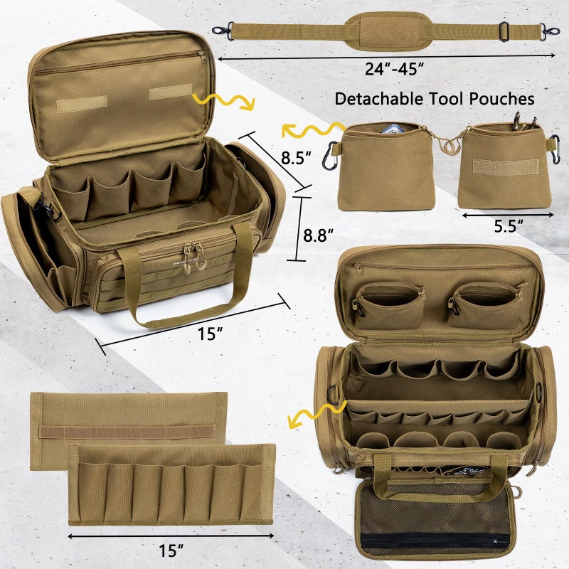 FRECOLSH Heavy Duty Tool Bag Organizer with Strong Magnets & Detachable Pouches, Tactical Tool Tote for Men, Multiple Pockets, Anti-Friction Bottom Utility Tool's Bag for Electrician,Mechanic - Image 2