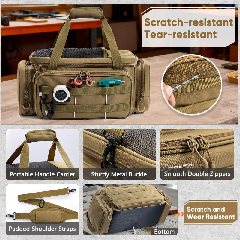 FRECOLSH Heavy Duty Tool Bag Organizer with Strong Magnets & Detachable Pouches, Tactical Tool Tote for Men, Multiple Pockets, Anti-Friction Bottom Utility Tool's Bag for Electrician,Mechanic - Image 5