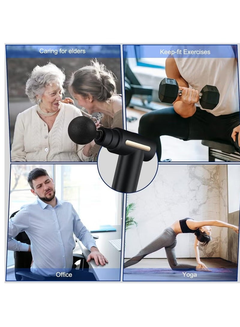 Mini Massage Gun, Portable 6-Speed ​​Muscle Massager, Deep Tissue with 4 Massage Heads, Ultra-Quiet C-Type Percussion Massage Gun for Muscle Pain and Stiffness Relief - Image 4