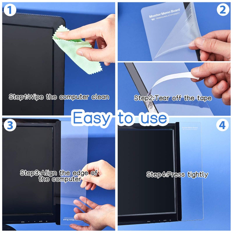 Zonon 4 Pieces Computer Monitor Notes Screen Monitor Memo Board Sticky Note Holder Message Board Computer Side Panel for Office Home Desktop Left and Right - Image 3