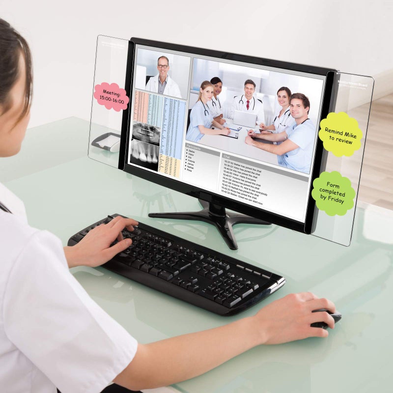 Zonon 4 Pieces Computer Monitor Notes Screen Monitor Memo Board Sticky Note Holder Message Board Computer Side Panel for Office Home Desktop Left and Right - Image 4