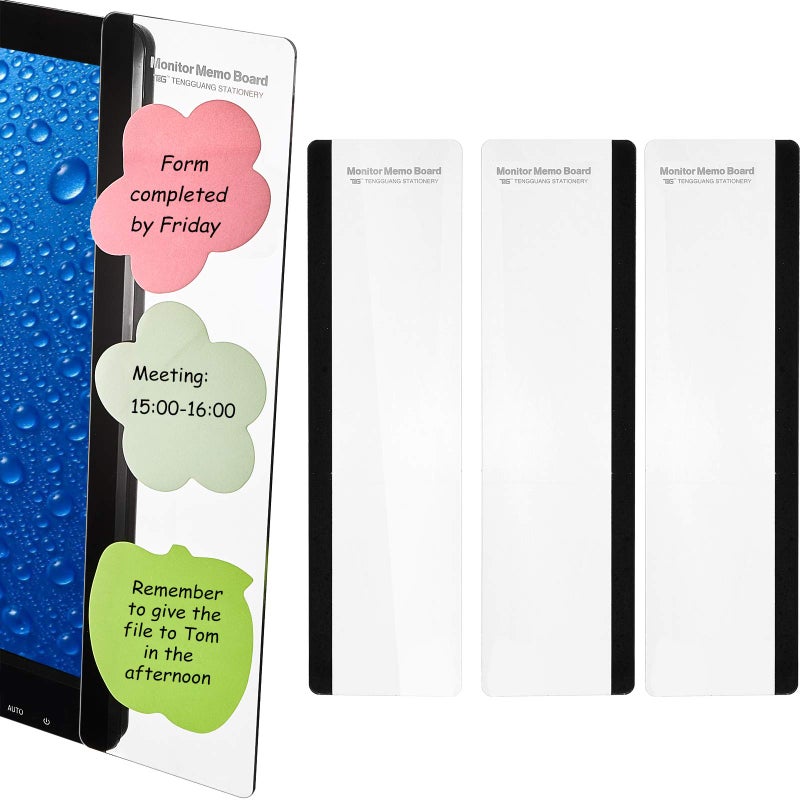 Zonon 4 Pieces Computer Monitor Notes Screen Monitor Memo Board Sticky Note Holder Message Board Computer Side Panel for Office Home Desktop Left and Right - Image 1