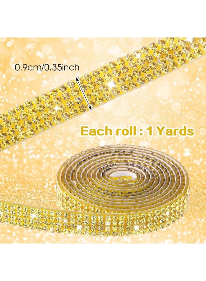 Telooco Self Adhesive Rhinestone Ribbons 4 Rolls Bling Crystal Rhinestone Strips Stickers Glitter Wrap Roll for DIY Crafts Clothes Car Shoes (4 Rows of 1 Yard, Black) - Image 2