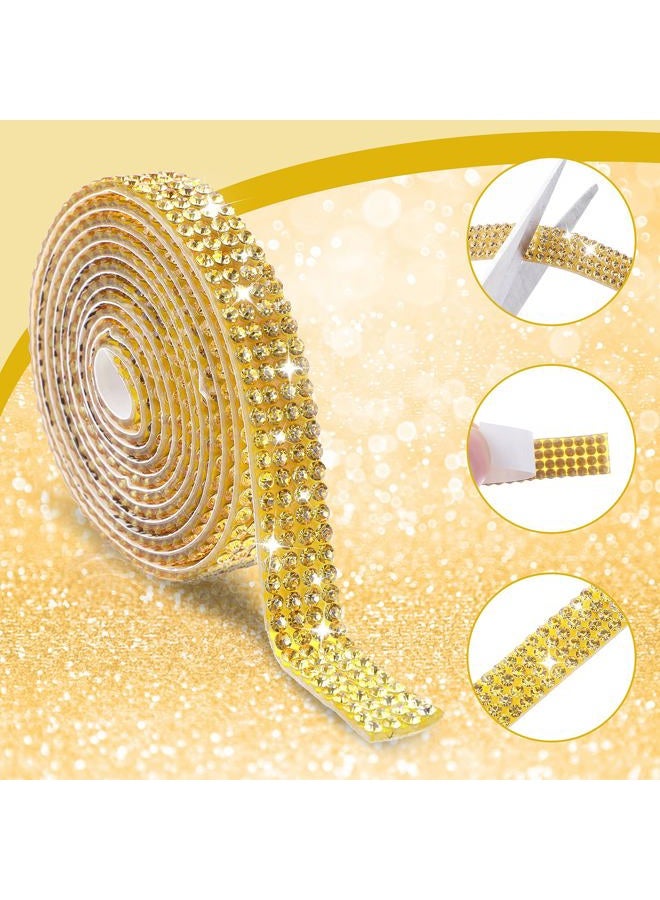 Telooco Self Adhesive Rhinestone Ribbons 4 Rolls Bling Crystal Rhinestone Strips Stickers Glitter Wrap Roll for DIY Crafts Clothes Car Shoes (4 Rows of 1 Yard, Black) - Image 3