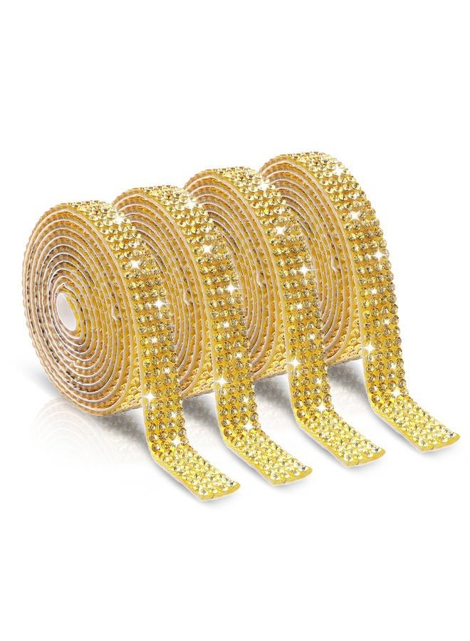 Telooco Self Adhesive Rhinestone Ribbons 4 Rolls Bling Crystal Rhinestone Strips Stickers Glitter Wrap Roll for DIY Crafts Clothes Car Shoes (4 Rows of 1 Yard, Black) - Image 1