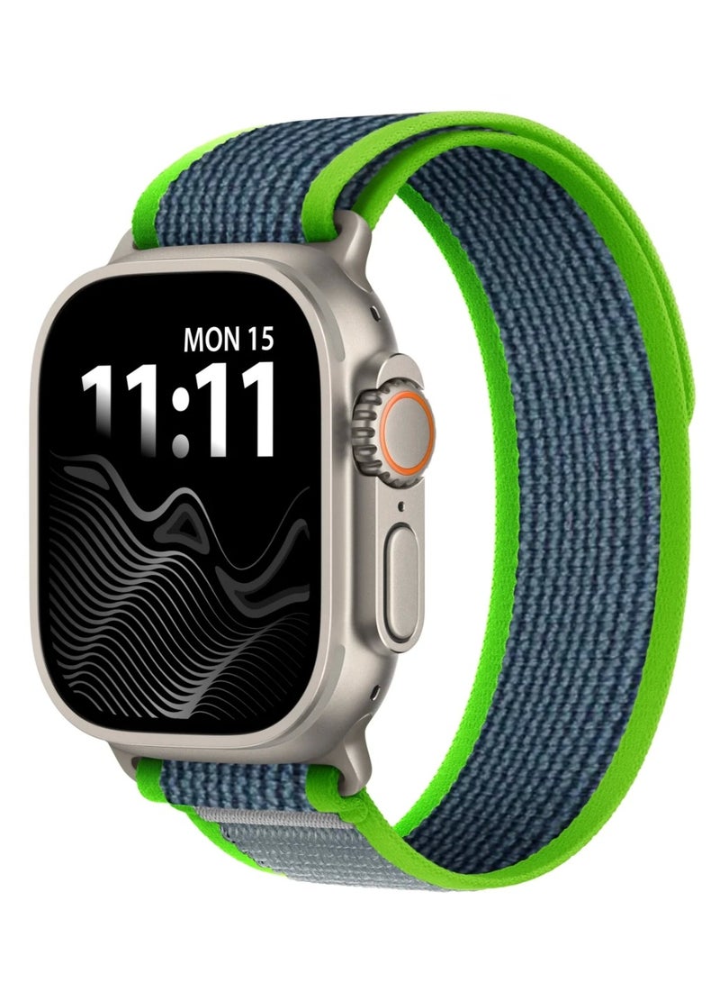 أكاليكس سوار Trail Loop متوافق مع ساعات Apple Watch مقاسات 42 مم، 44 مم، 45 مم، 46 مم، 49 مم، سوار رياضي ناعم منسوج، سوار معصم بديل قابل للتعديل لساعات Apple Watch Series Ultra / SE / Series 1/2/3/4/5/6/7/8/9/10/11 - رمادي ونيون - Image 1