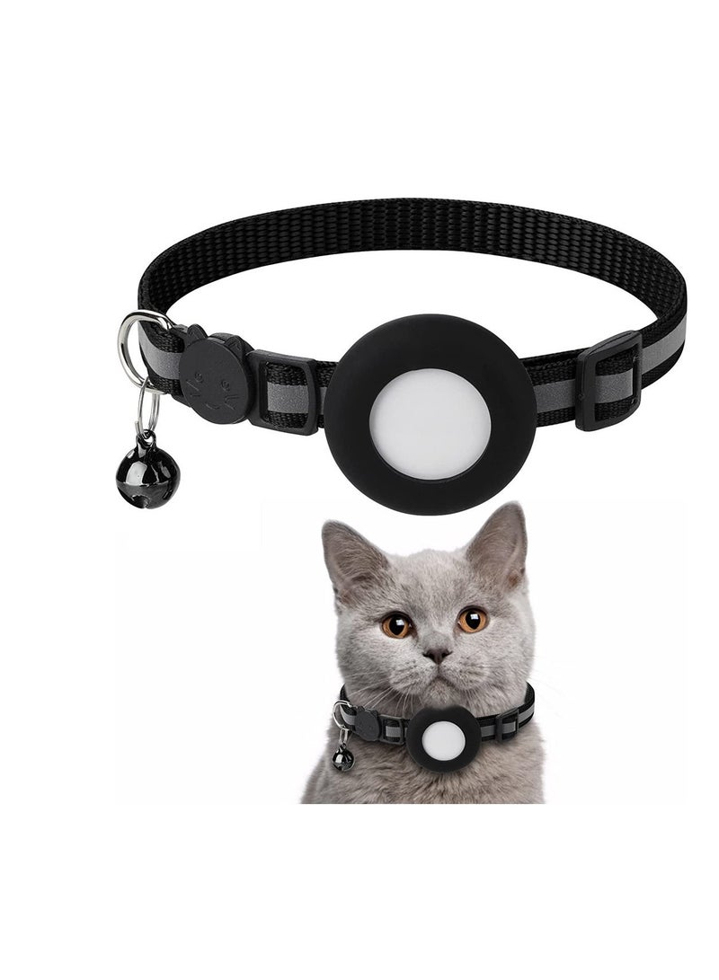 Cat Collar Breakaway, Reflective Kitten Collar with Apple Air Tag Holder and Bell for Cats  - Image 1