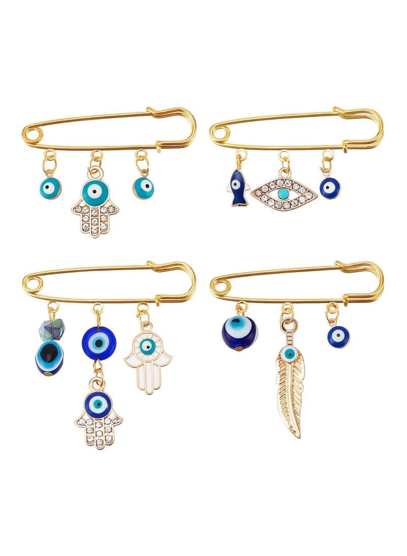 Zikra Evil Eye Pin, 4Pcs Evil Eye Pin Good Luck, Unique Design High Durability Premium Material Brooch, Blue Eye Pendants Golden Pin Tiny Lapel Pin Brooches Jewelry for Unisex - Image 1