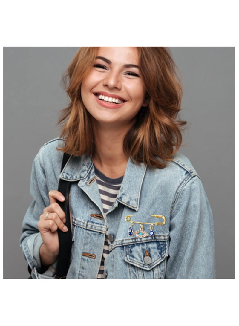 Zikra Evil Eye Pin, 4Pcs Evil Eye Pin Good Luck, Unique Design High Durability Premium Material Brooch, Blue Eye Pendants Golden Pin Tiny Lapel Pin Brooches Jewelry for Unisex - Image 5