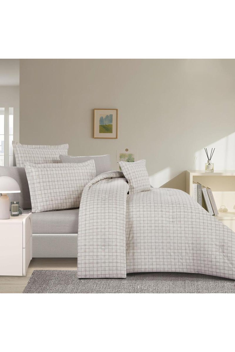 Melen Summer Cotton Double Bedspread 8-Piece - Zafira - Dark Beige - Light Beige - Off-white - Image 3