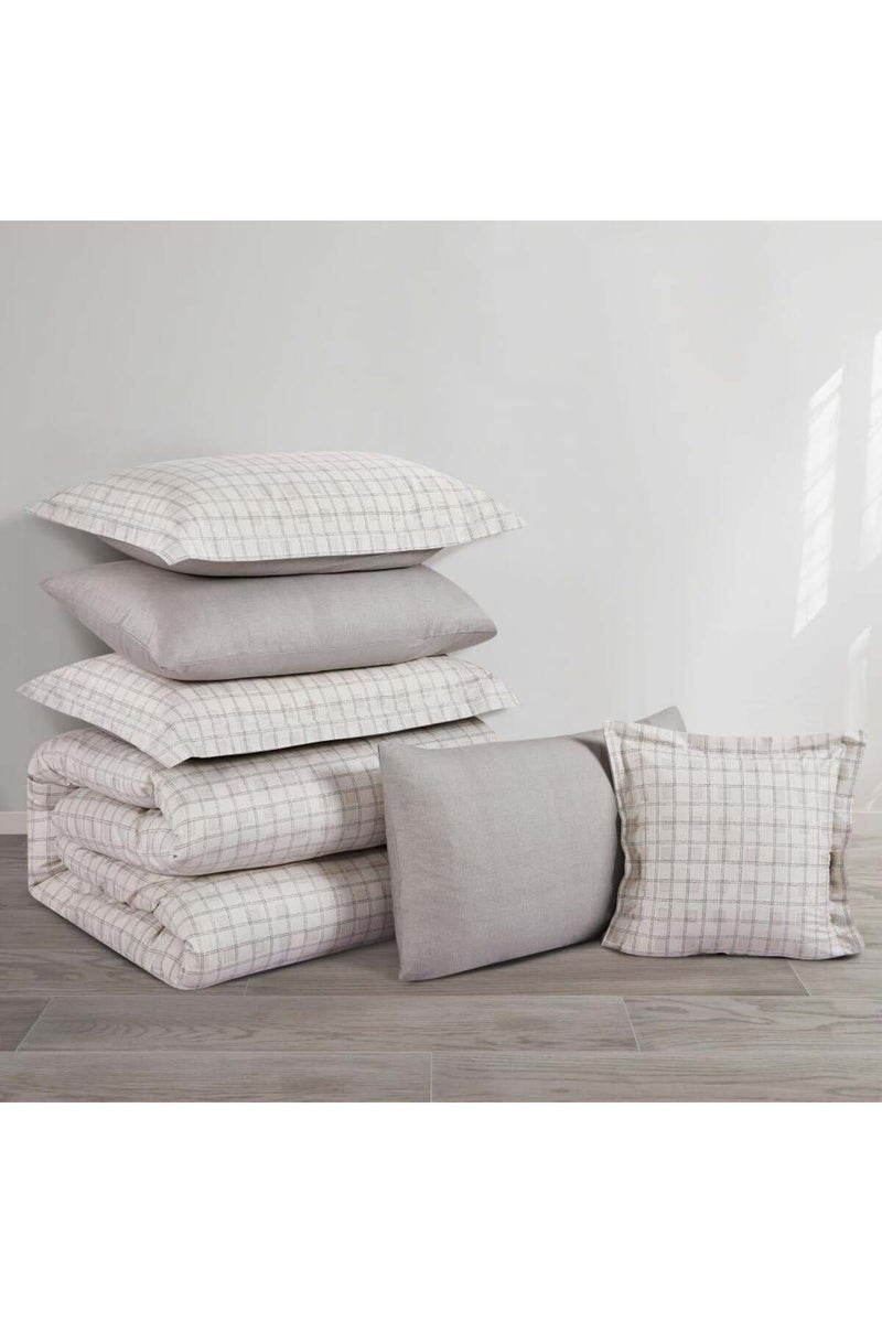 Melen Summer Cotton Double Bedspread 8-Piece - Zafira - Dark Beige - Light Beige - Off-white - Image 5