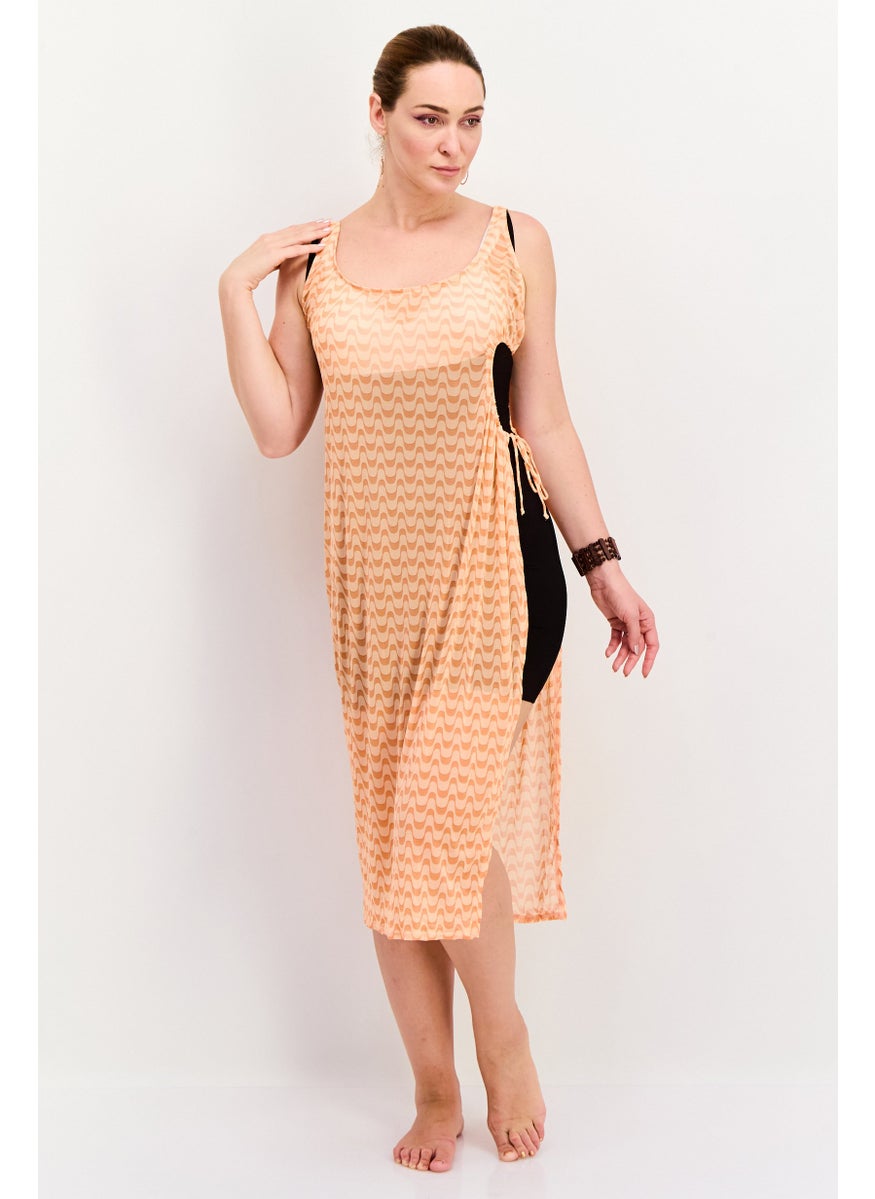Dippin' Daisy's - Women Printed Midi Beach Dress, Peach - Image 1