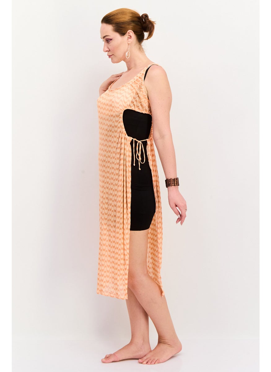 Dippin' Daisy's - Women Printed Midi Beach Dress, Peach - Image 1