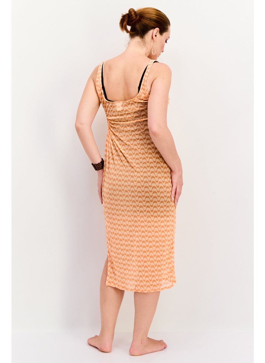 Dippin' Daisy's - Women Printed Midi Beach Dress, Peach - Image 1