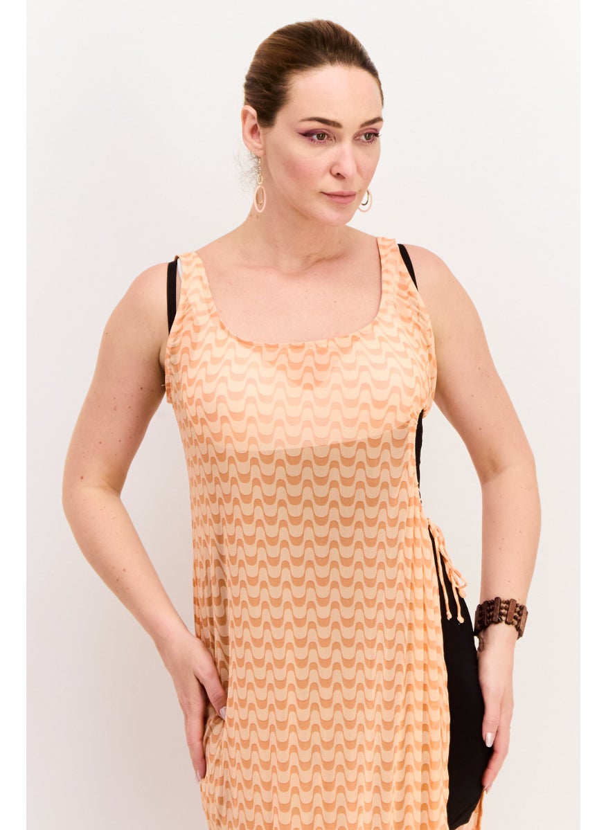 Dippin' Daisy's - Women Printed Midi Beach Dress, Peach - Image 1