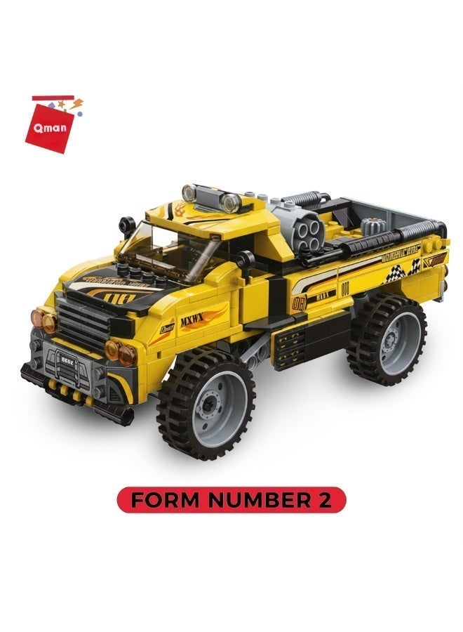 Qman Brave Expeditioner Building Truck Set 637 Pieces - 3 in 1 Construction Toy (Truck, Off-Road Vehicle & Racer) for Kids - Image 4