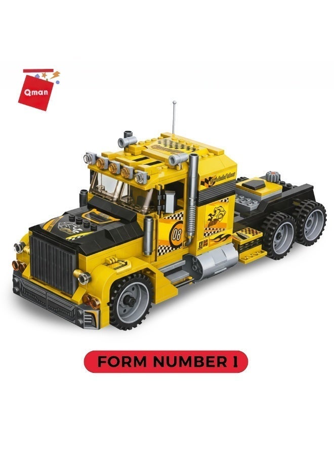 Qman Brave Expeditioner Building Truck Set 637 Pieces - 3 in 1 Construction Toy (Truck, Off-Road Vehicle & Racer) for Kids - Image 3