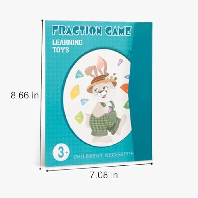 ARITHMETIC EDUCATIONAL TOY, FRACTION CALCULATION MATERIAL, MAGNETIC BREAK LEARNING PUZZLE, 9 COLOURS, FRACTION GAME, MATH TOY, FOR PRIMARY SCHOOL MATERIAL, MATHEMATICS RESOURCES, RABBIT - Image 3