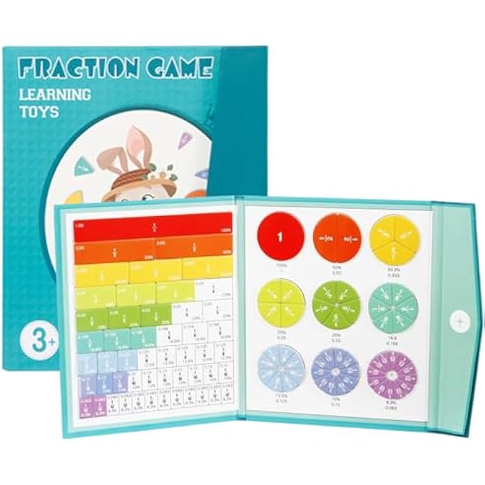 ARITHMETIC EDUCATIONAL TOY, FRACTION CALCULATION MATERIAL, MAGNETIC BREAK LEARNING PUZZLE, 9 COLOURS, FRACTION GAME, MATH TOY, FOR PRIMARY SCHOOL MATERIAL, MATHEMATICS RESOURCES, RABBIT - Image 2