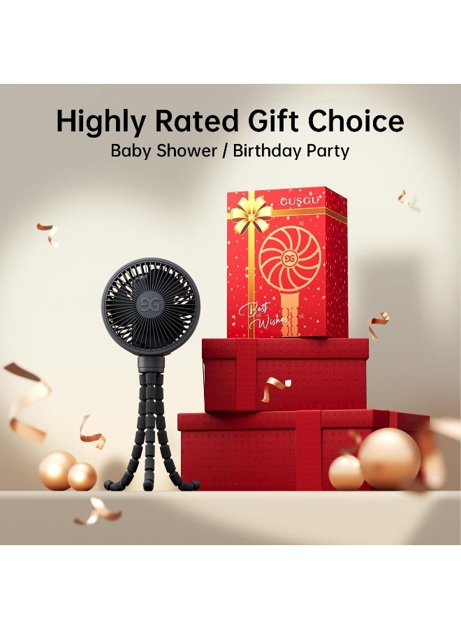 GUSGU Stroller Fan Clip on for Baby, Flexible Tripod & Rechargeable Battery, Small Personal Fan, Mini Portable Fan for Travel, Handheld, Car, Bed (Black) - Image 5
