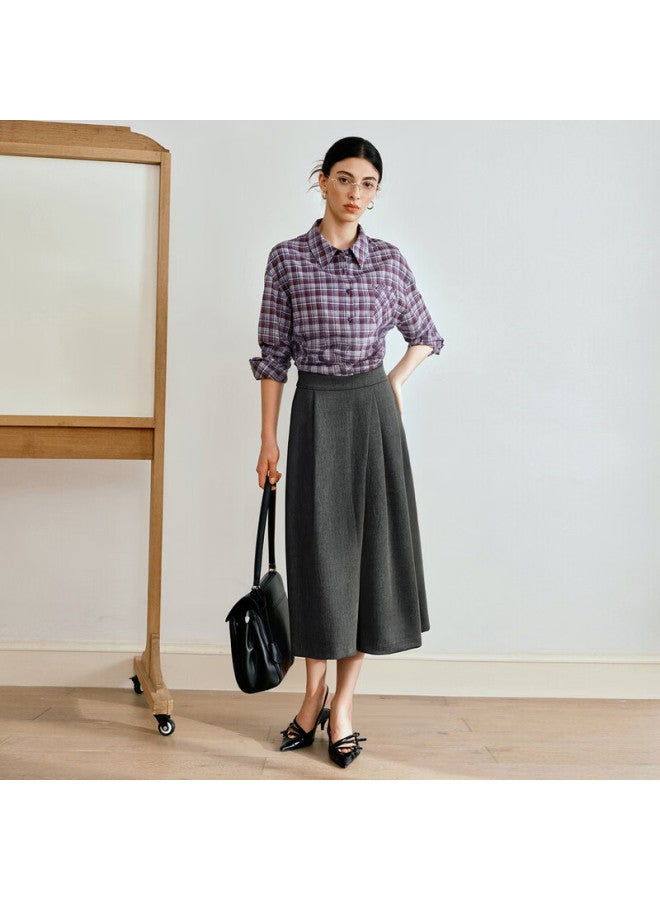 Olrain Eurielle Mid-length Umbrella Style Fashion Versatile Skirt Women's Autumn New Commuting Slim Skirt Gray M - Image 2