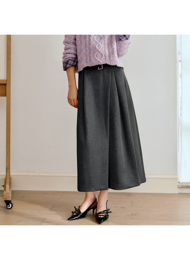 Olrain Eurielle Mid-length Umbrella Style Fashion Versatile Skirt Women's Autumn New Commuting Slim Skirt Gray M - Image 3