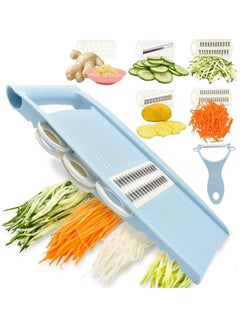5 in 1 Kitchen Slicer Vegetable Slicer, Multi Blade Potato Chip Slicer Vegetable Slicer Vegetable Shredder Shredder Vegetable Peeler for Kitchen Small Work Blue