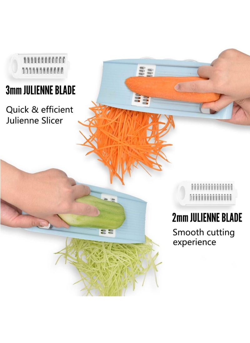 Arabest - 5 in 1 Kitchen Slicer Vegetable Slicer, Multi Blade Potato Chip Slicer Vegetable Slicer Vegetable Shredder Shredder Vegetable Peeler for Kitchen Small Work Blue - Image 1