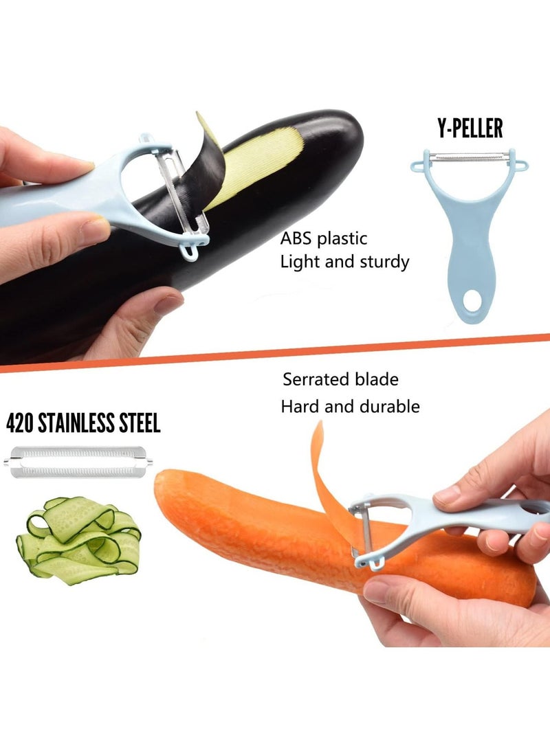 Arabest - 5 in 1 Kitchen Slicer Vegetable Slicer, Multi Blade Potato Chip Slicer Vegetable Slicer Vegetable Shredder Shredder Vegetable Peeler for Kitchen Small Work Blue - Image 1