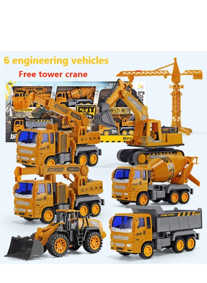 إسكدنيا Large construction vehicle children's toy set inertia skidding toy car stirring tipping bucket crane excavator large gift box - Image 1