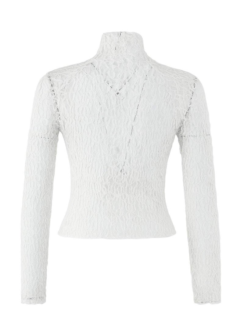 trendyol Ecru Fitted/Slim Fit Raglan Sleeve Lace Long Sleeve Stretch Knitted Blouse Twoaw26Bz00048 - Image 5