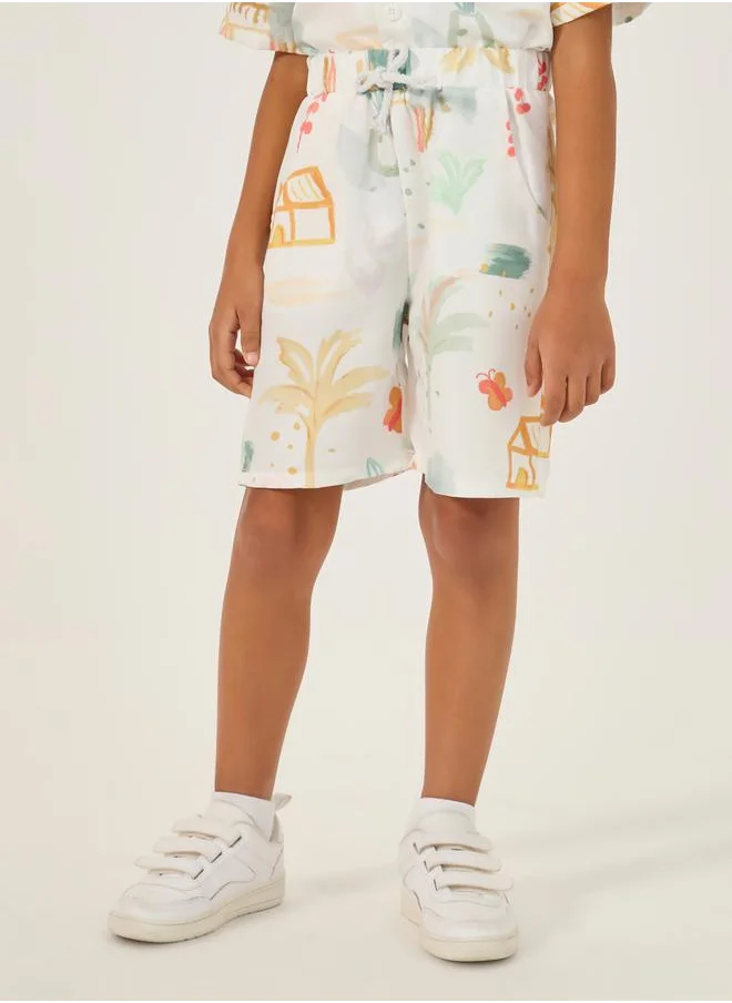 ستايلي Graphic Print Regular Fit Shorts with Drawstring