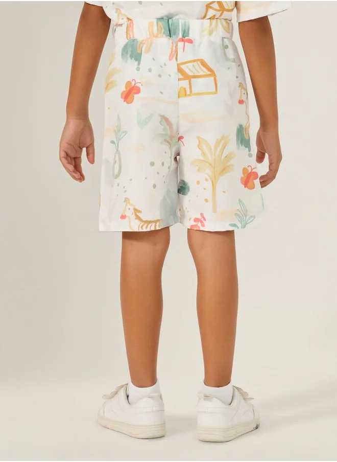 ستايلي Graphic Print Regular Fit Shorts with Drawstring