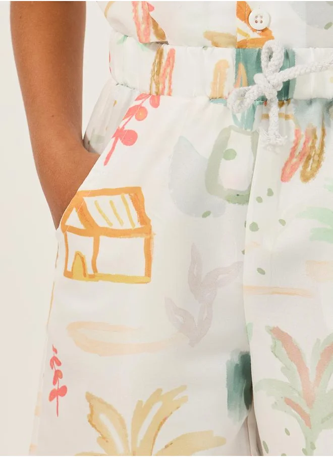 ستايلي Graphic Print Regular Fit Shorts with Drawstring