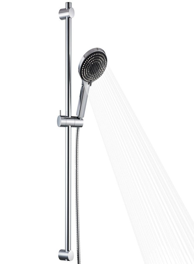 OFFO Shower Slide Bar Combo, Adjustable 33 in Slide Bar with 6-Mode High Pressure Handheld Shower Head and 60 in Stainless Steel Hose, Screw Wall Mounted, Chrome - Image 1