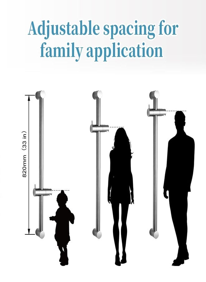 OFFO Shower Slide Bar Combo, Adjustable 33 in Slide Bar with 6-Mode High Pressure Handheld Shower Head and 60 in Stainless Steel Hose, Screw Wall Mounted, Chrome - Image 3