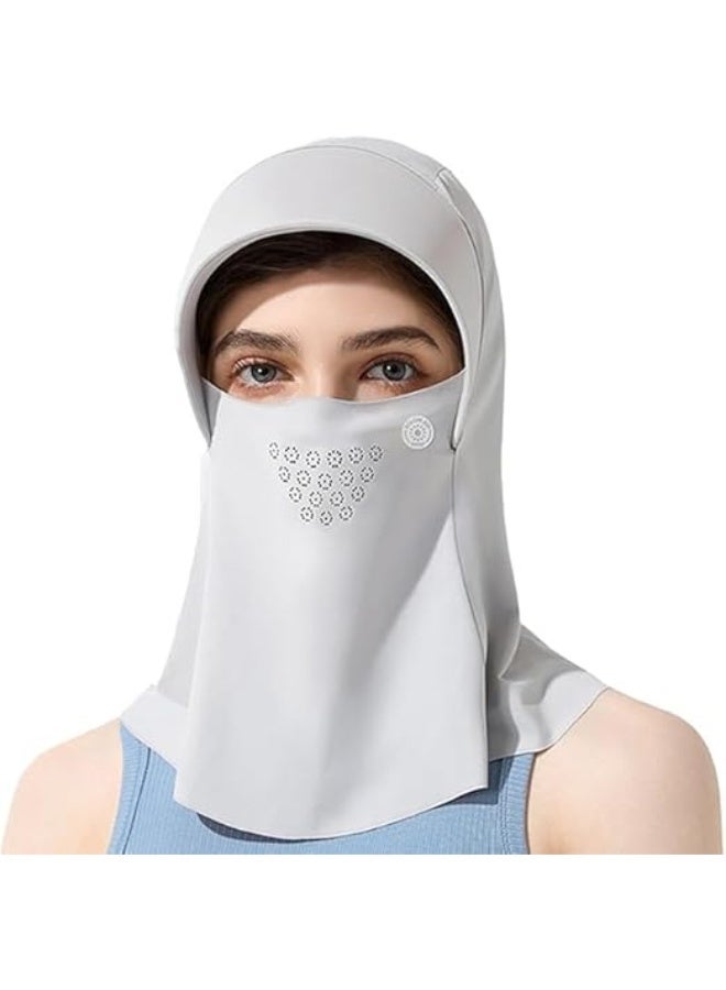 CLENEA Unisex Sunscreen Mask with Hat-Brim Breathable Ice Silk Face Cover UV Protection for Summer Outdoor Sports Grey, One Size - Image 1